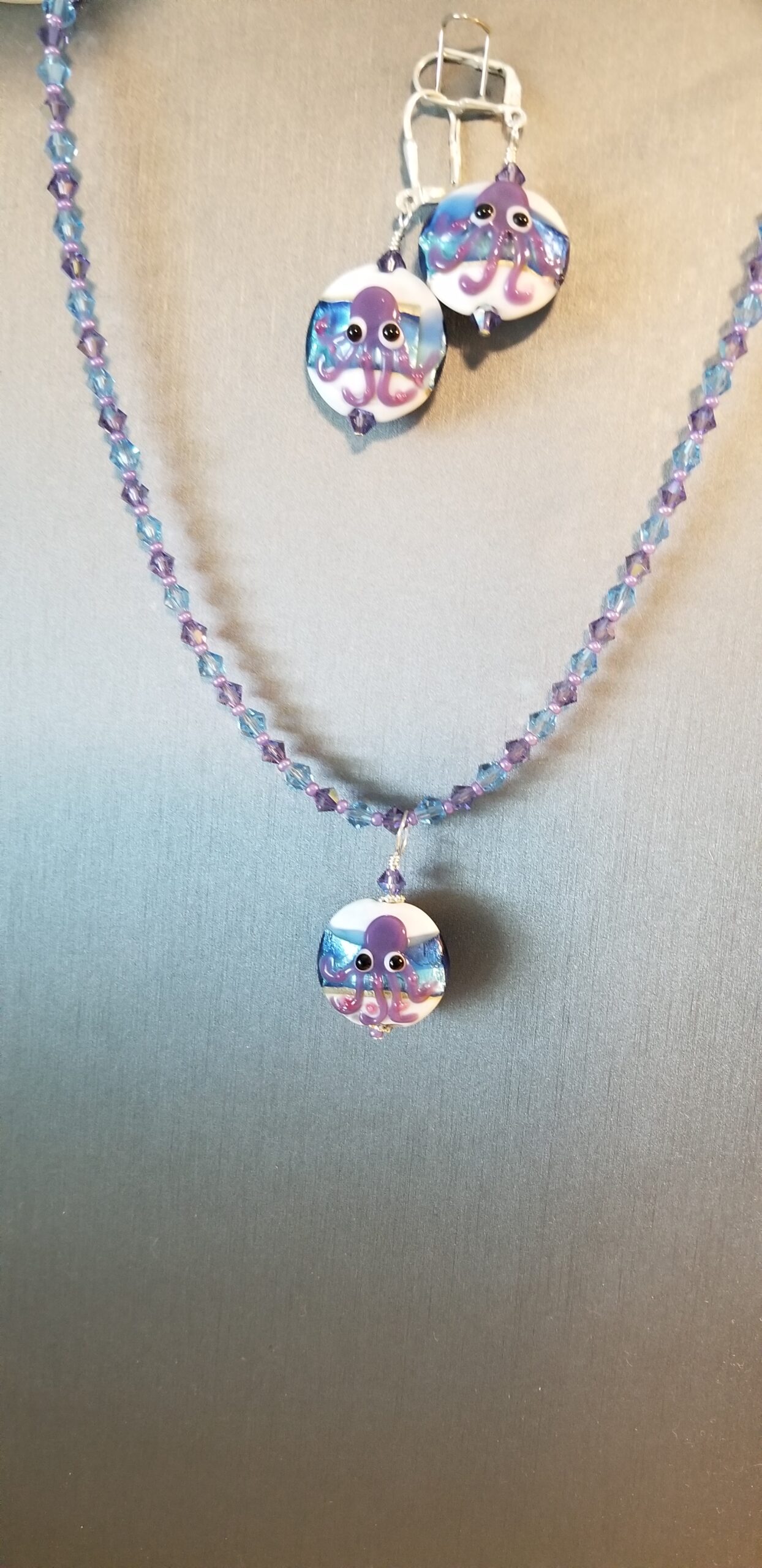Octopus lamp work pendant/earrings