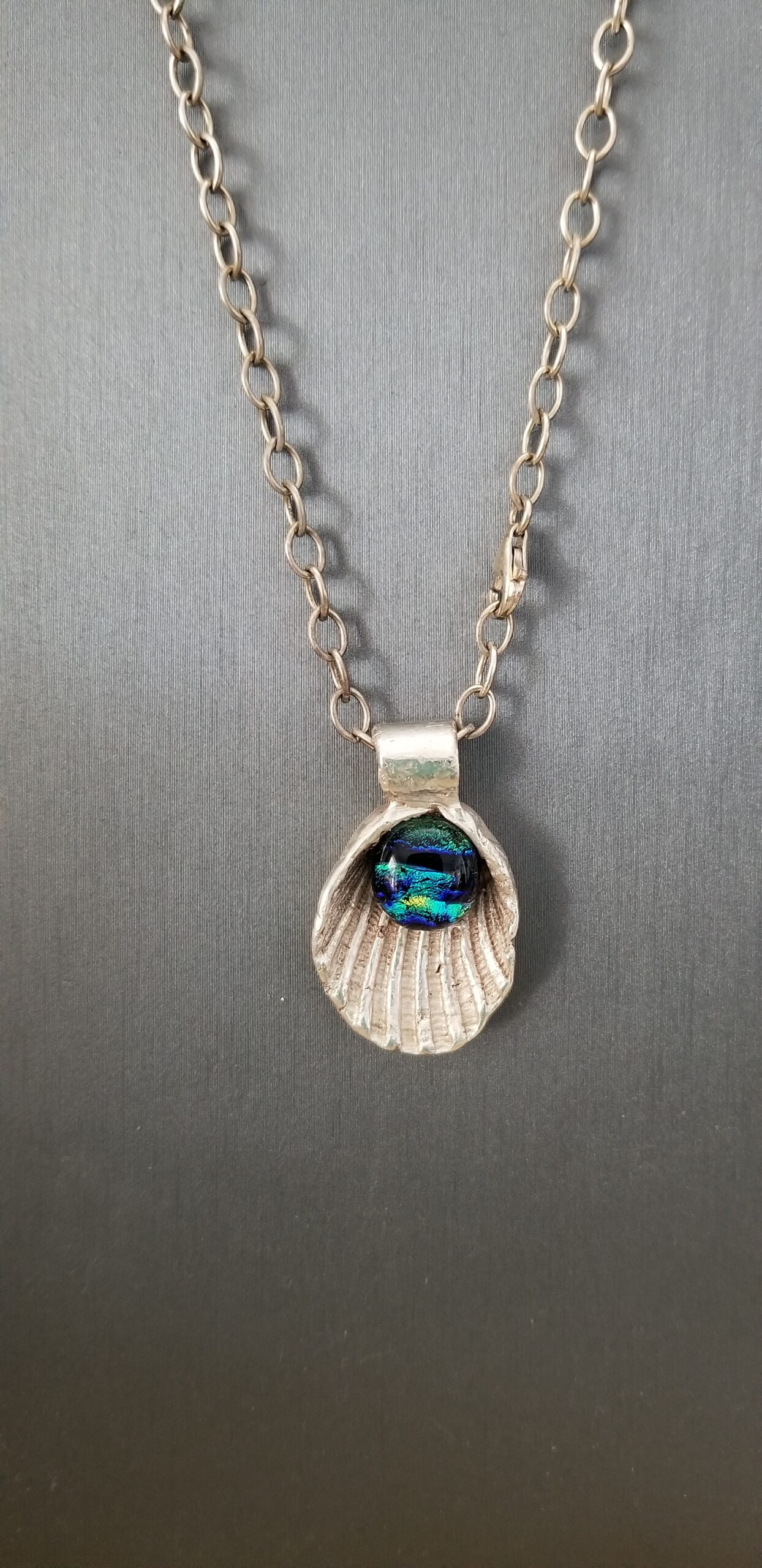Art Clay Silver 'shell' and dichroic glass