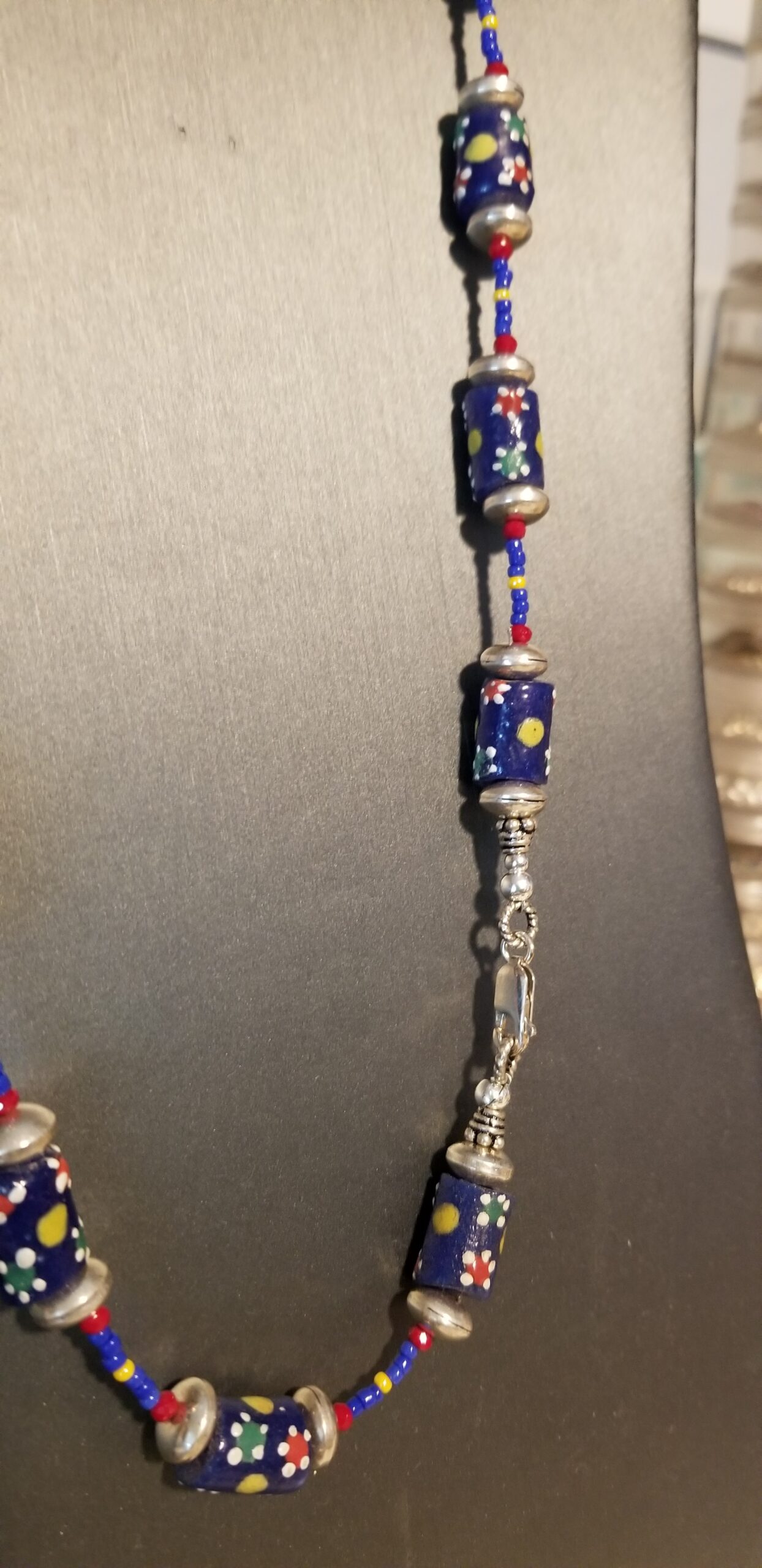 African hand painted bead necklace