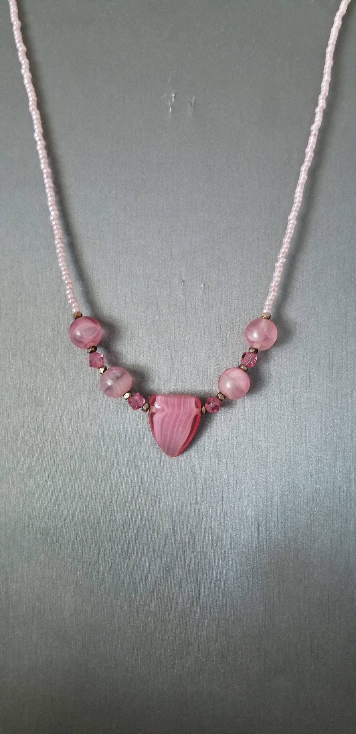 Vintage pink necklace and earrings