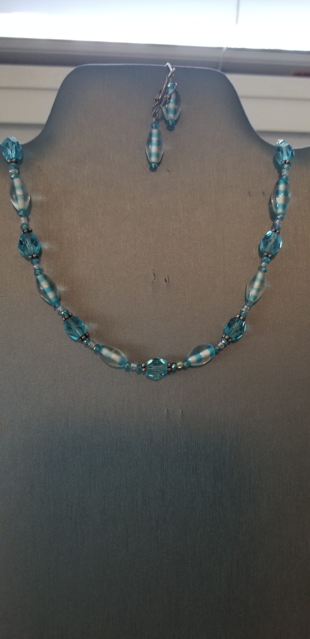 Vintage beads and crystals necklace and earrings