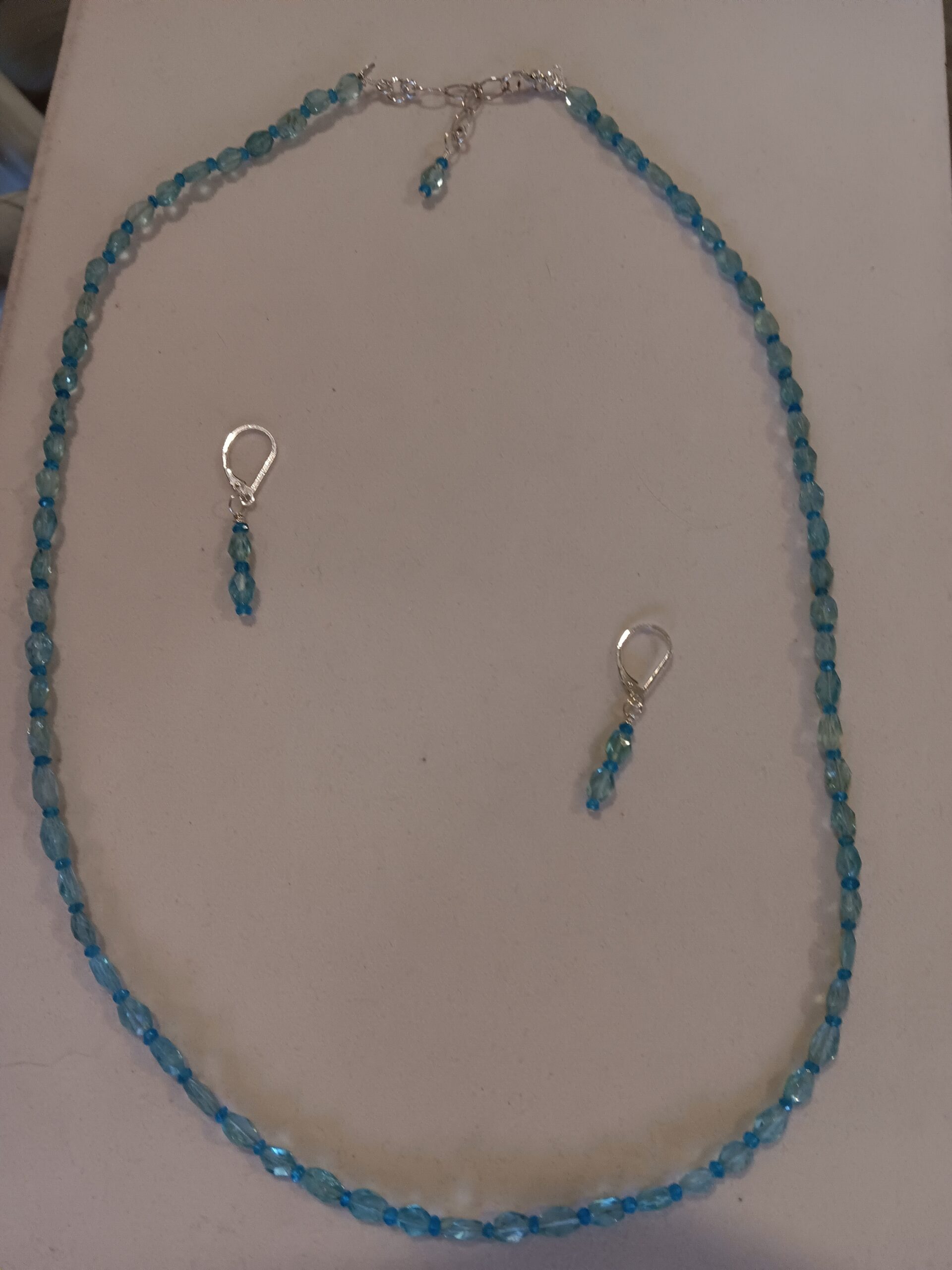 Light blue/green Apatite w/ Darker spacers and earrings