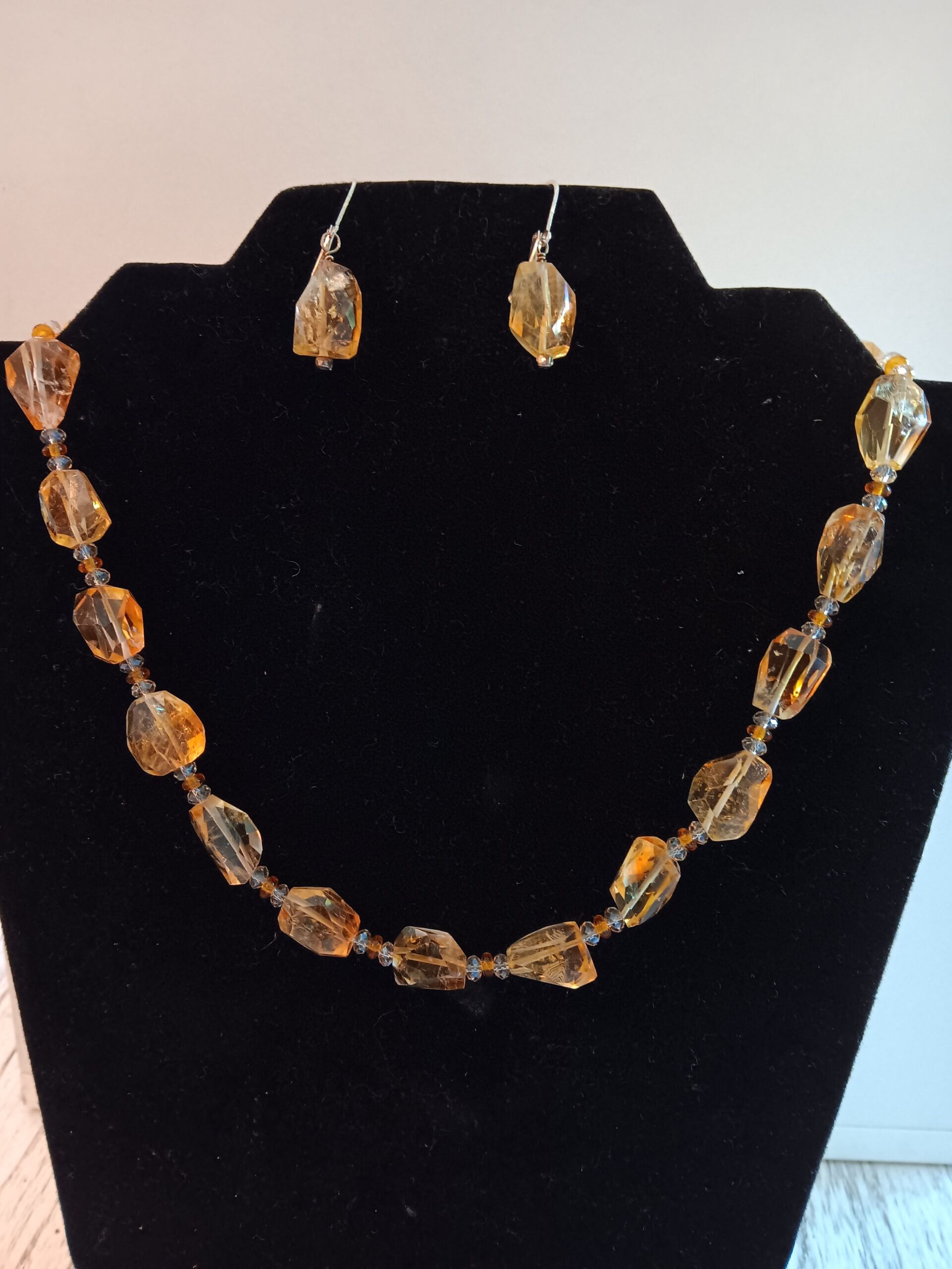 Chunky citrine necklace and earrings
