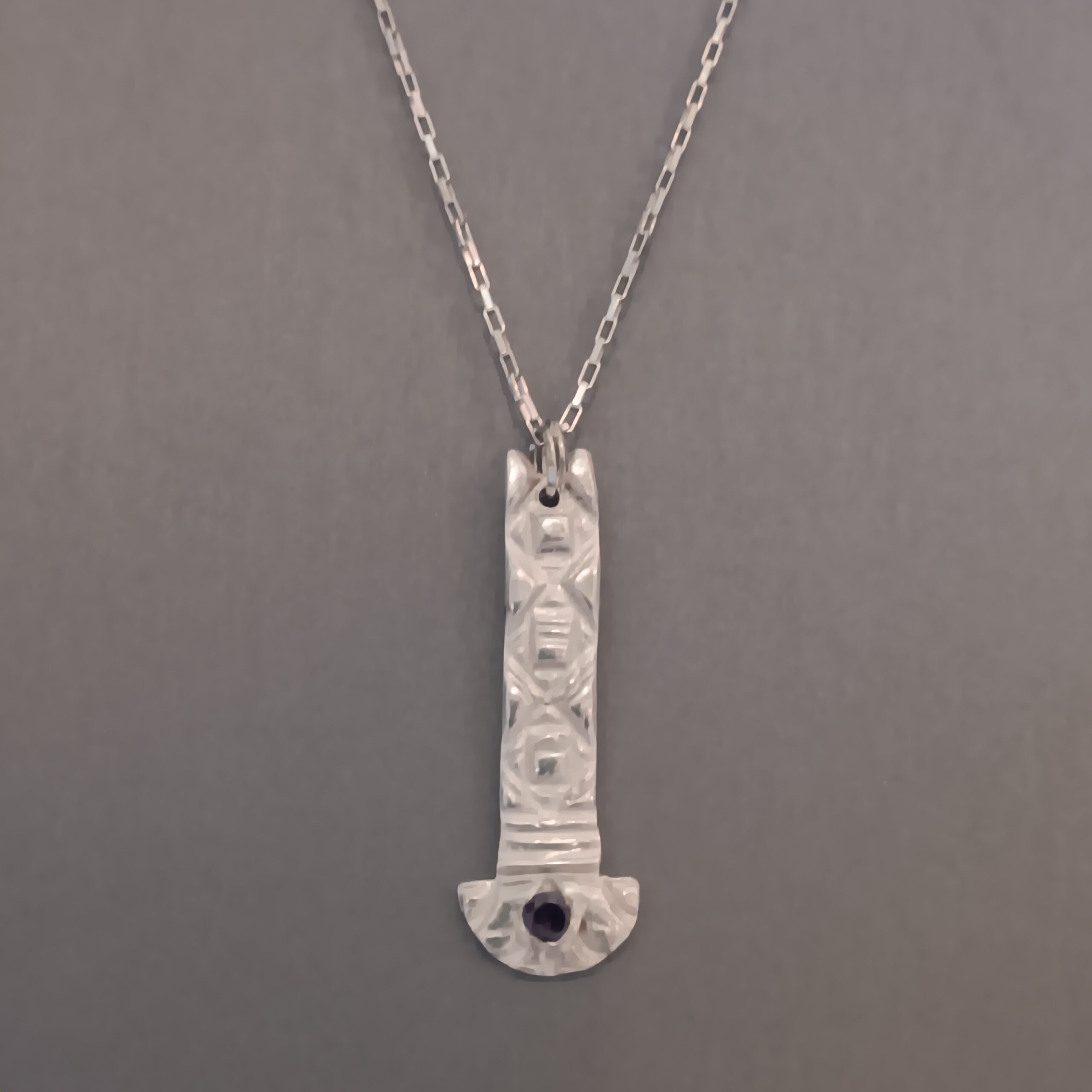 Art Clay Silver pendant w/ inset garnet. Earrings