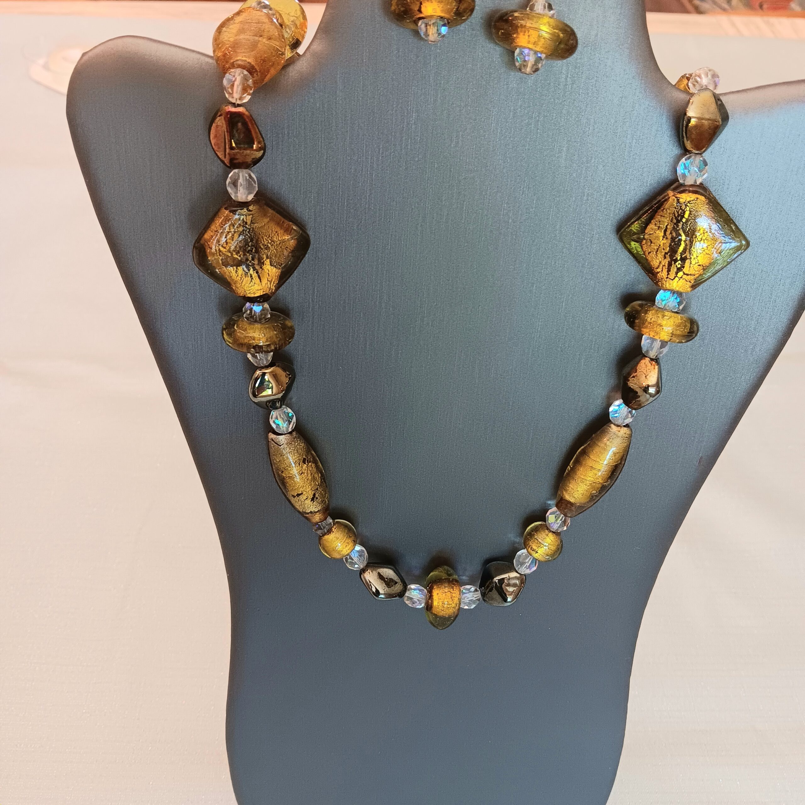 Venetian bead necklace and earrings
