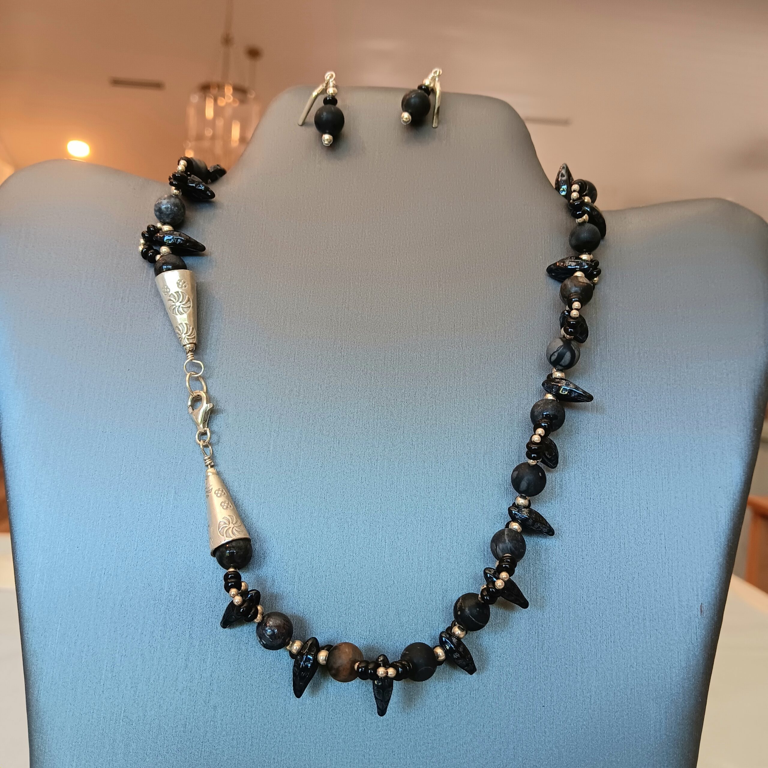 Woven black beads