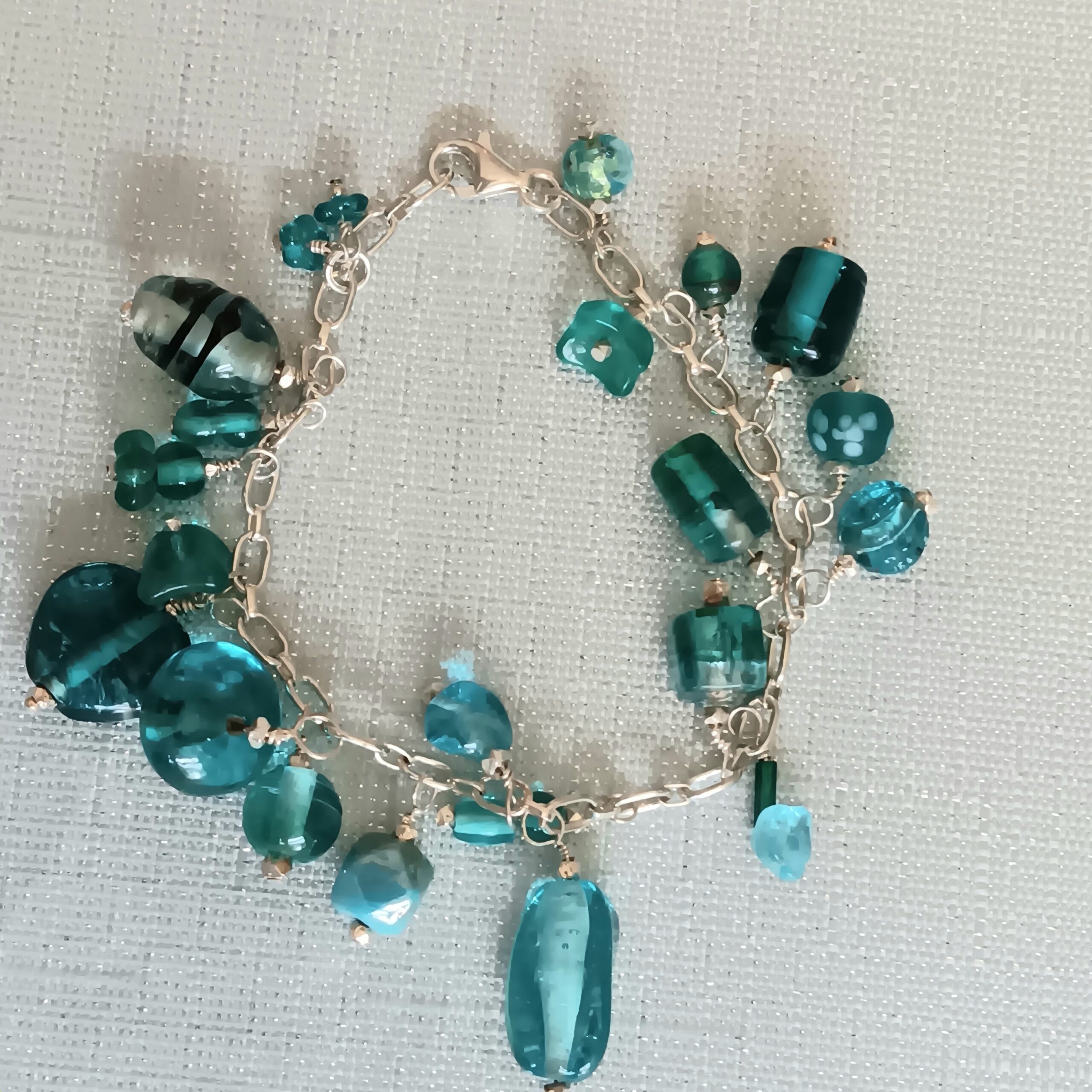 Light green/blue teal bracelet w/ 'baubles'