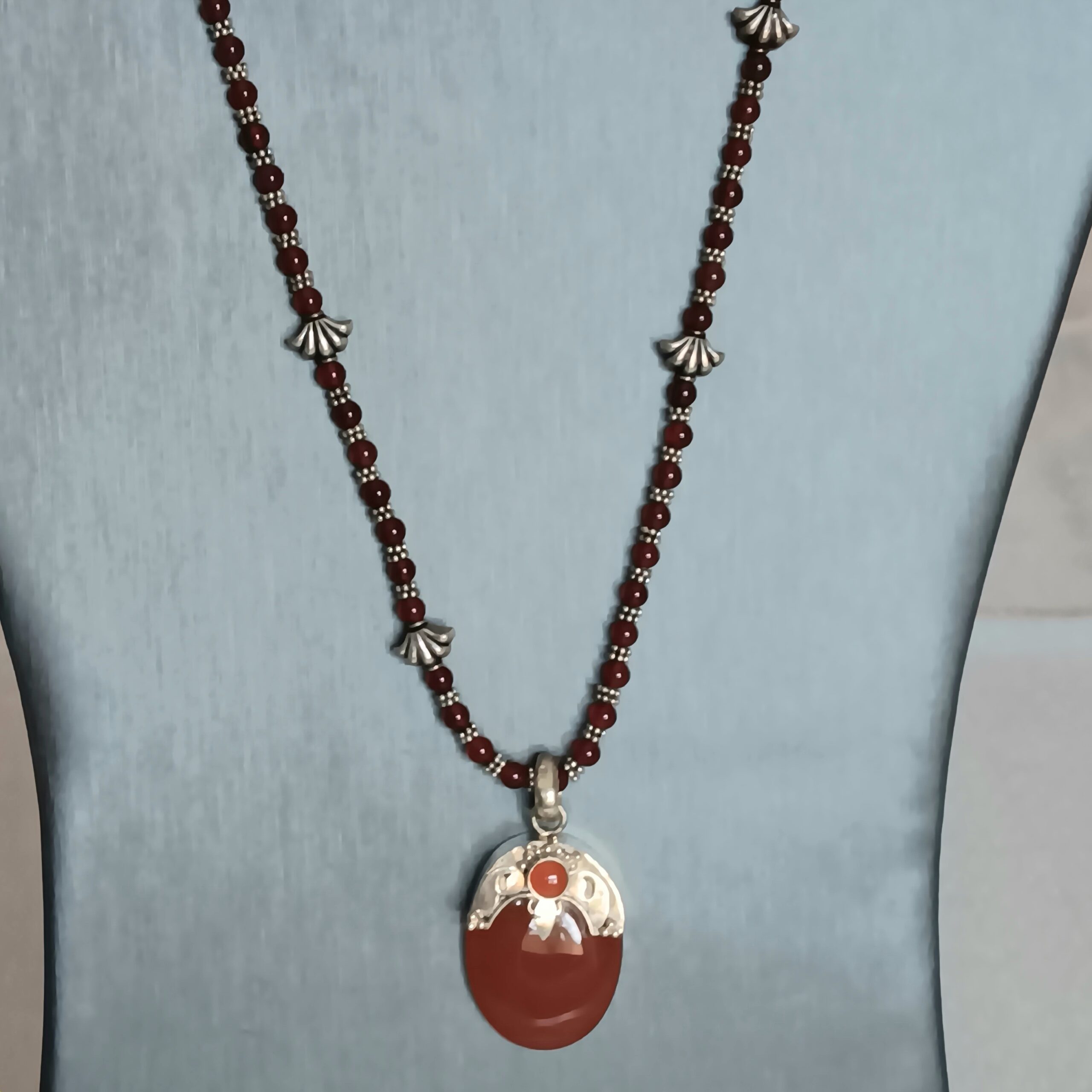 Carnelian necklace w/ vintage pendant