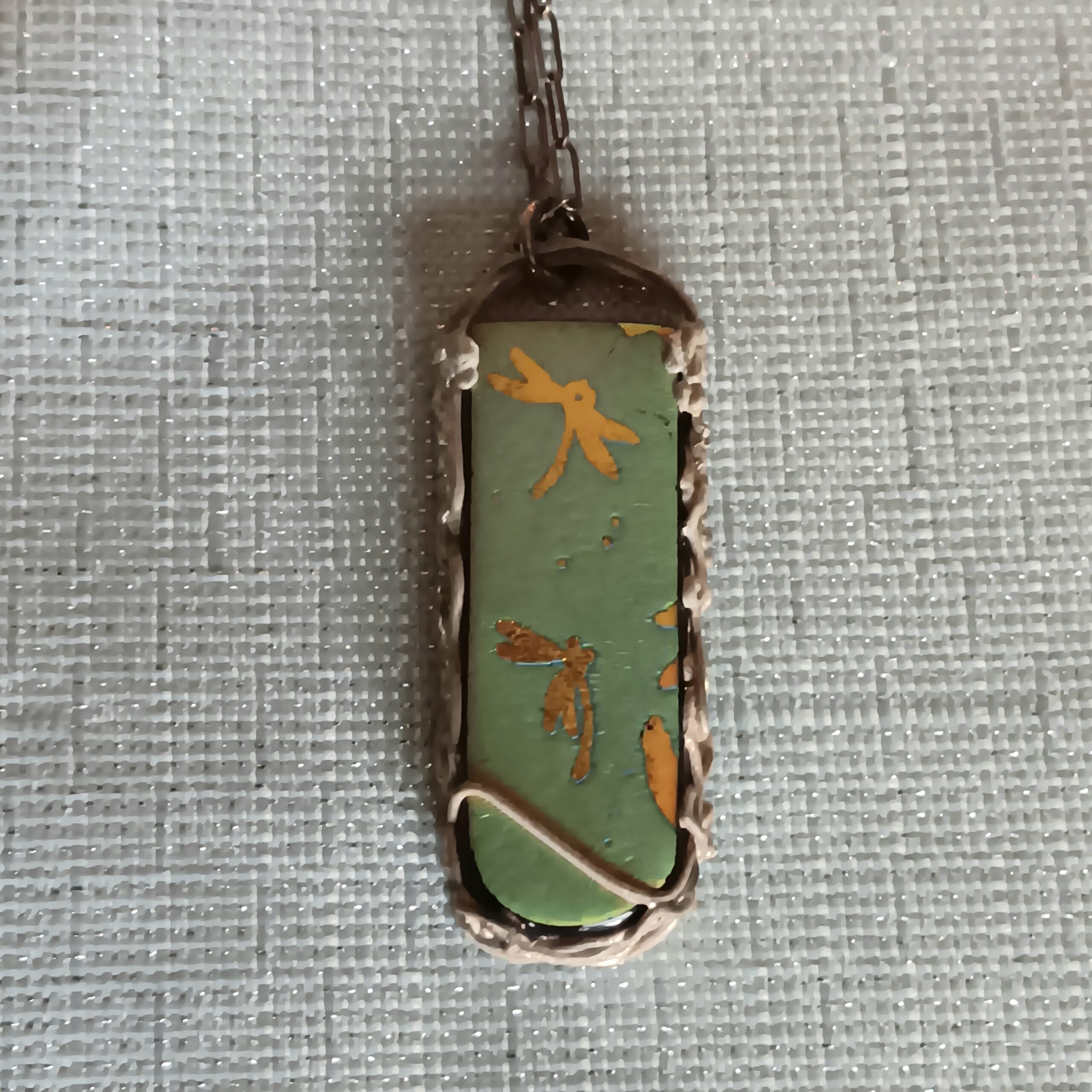 Art Clay Silver colorful dragonfly pendant