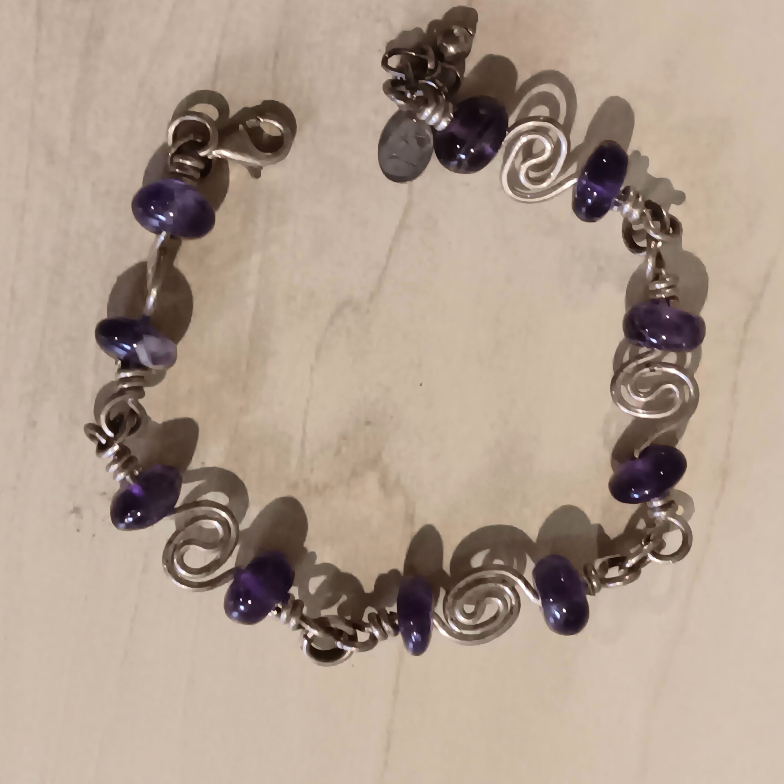 Amethyst bracelet w/ wire work