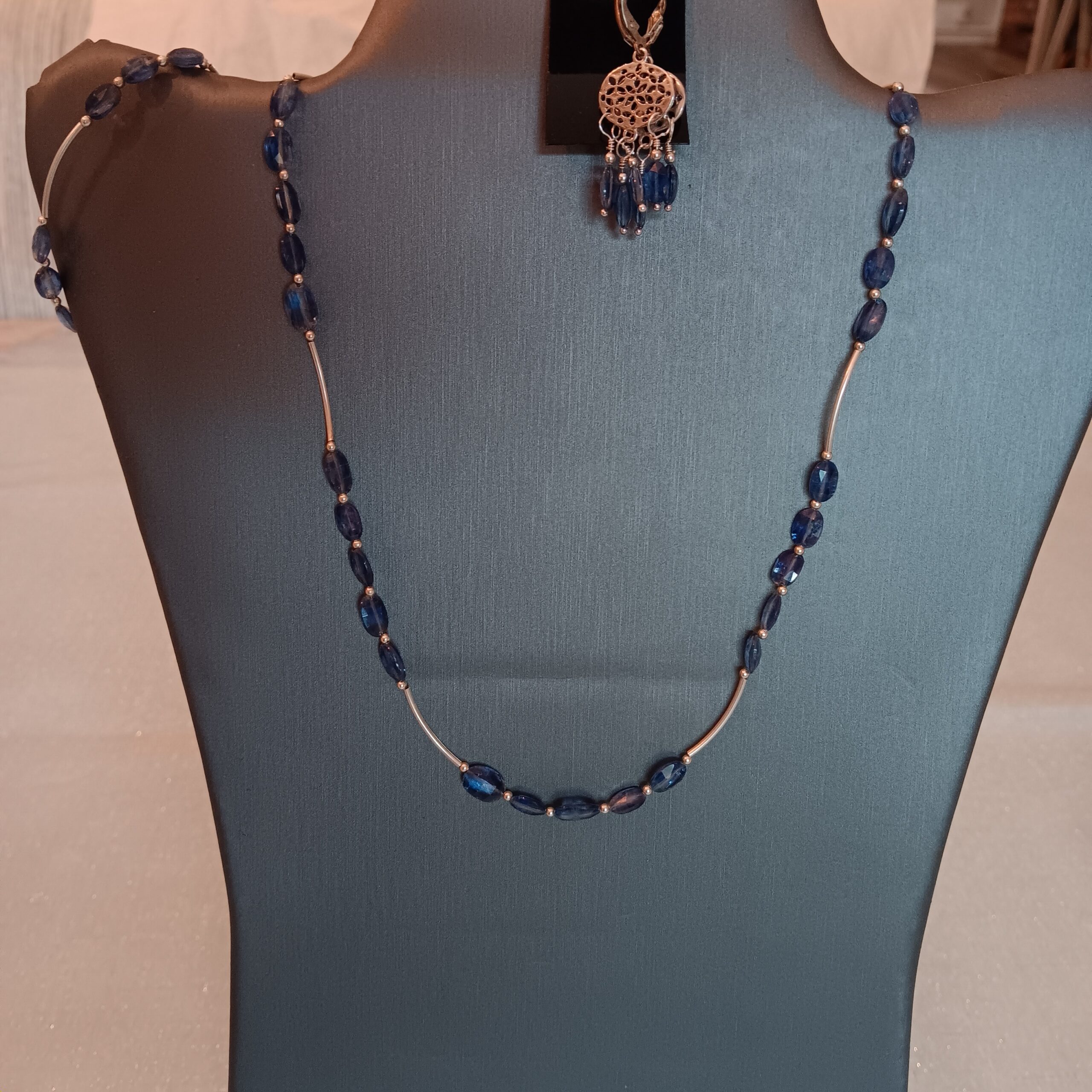 Kyanite necklace, bracelet and earrings