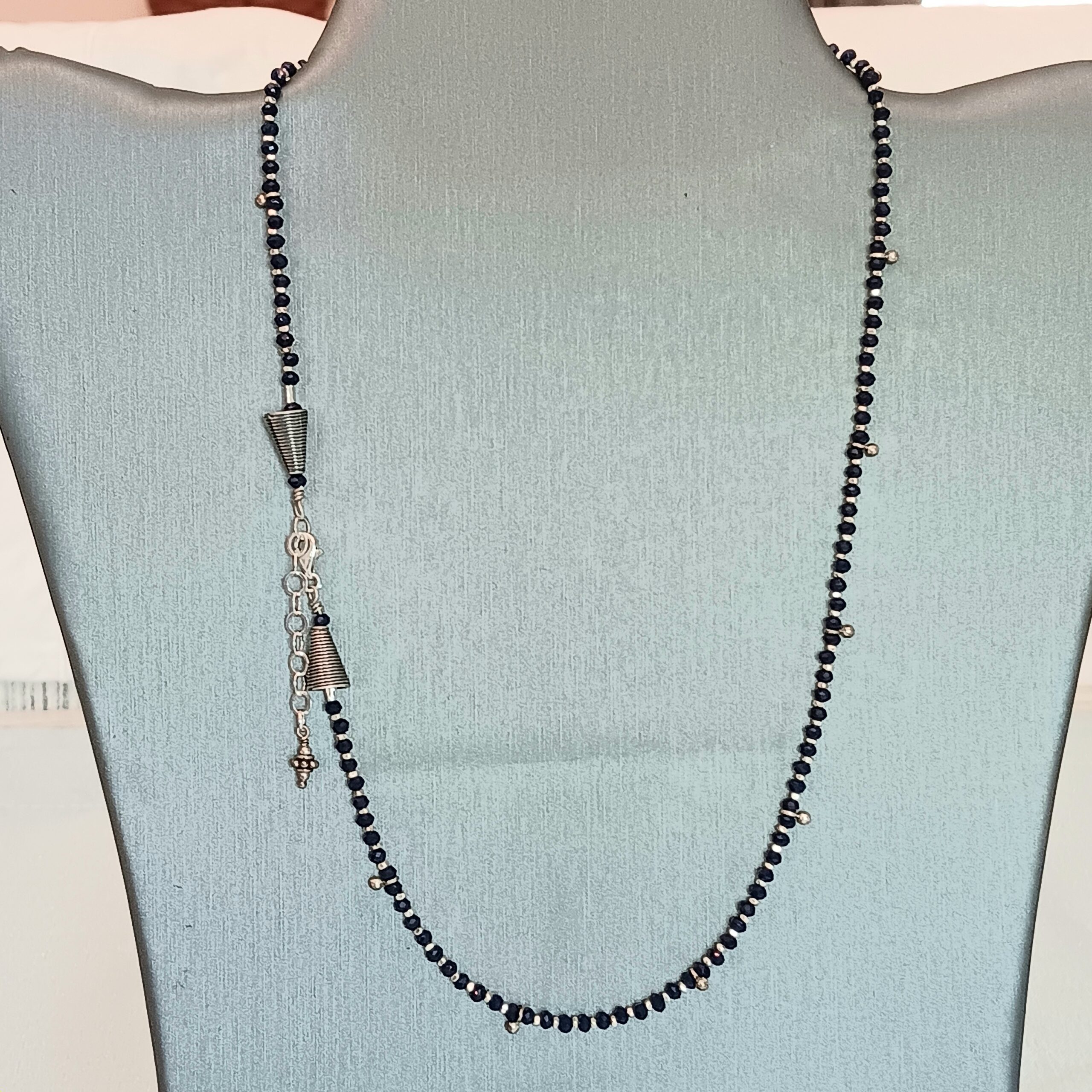 Lapis Lazuli necklace w/tiny sterling droplets