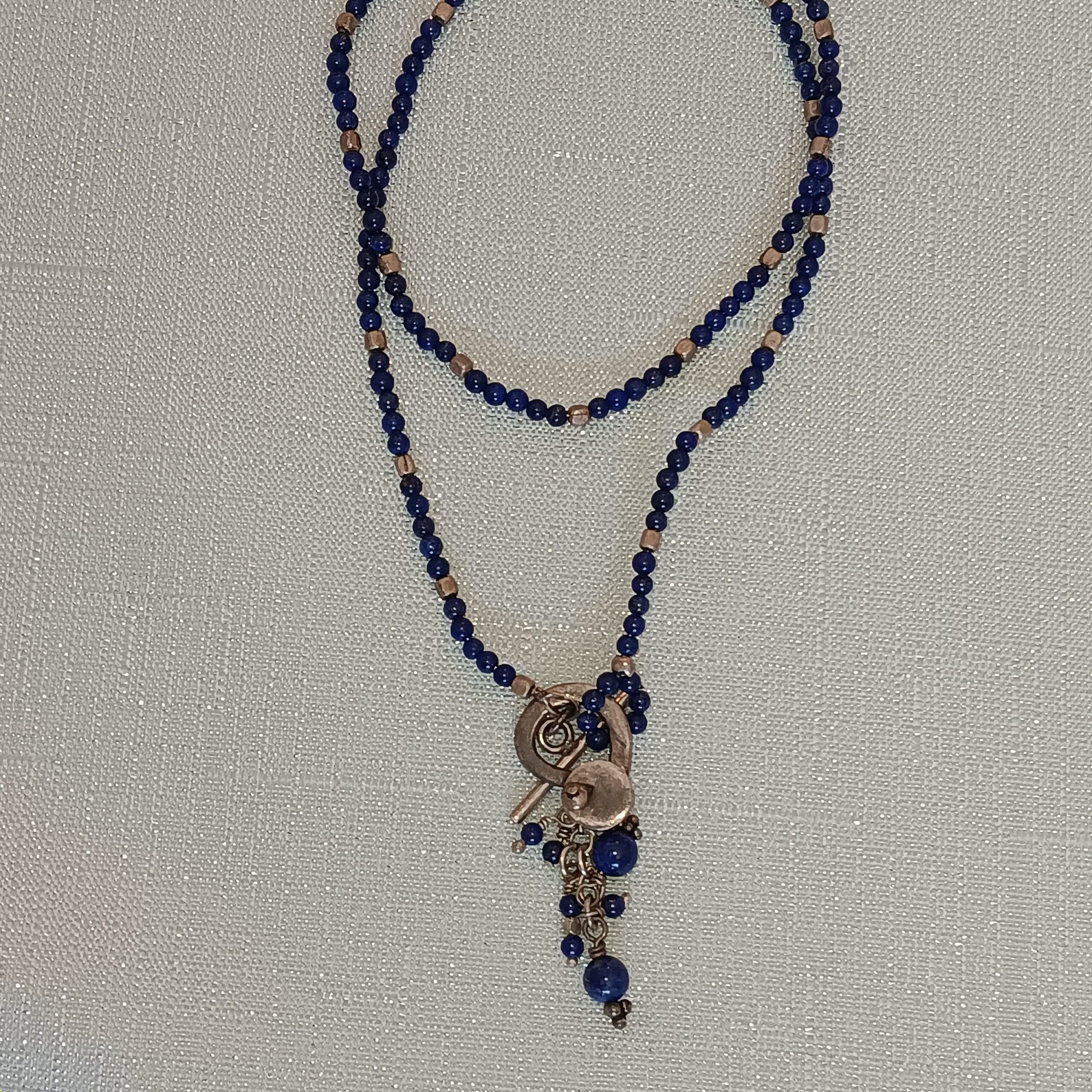 Lapis lariat w/ Art Clay Silver toggle clasp