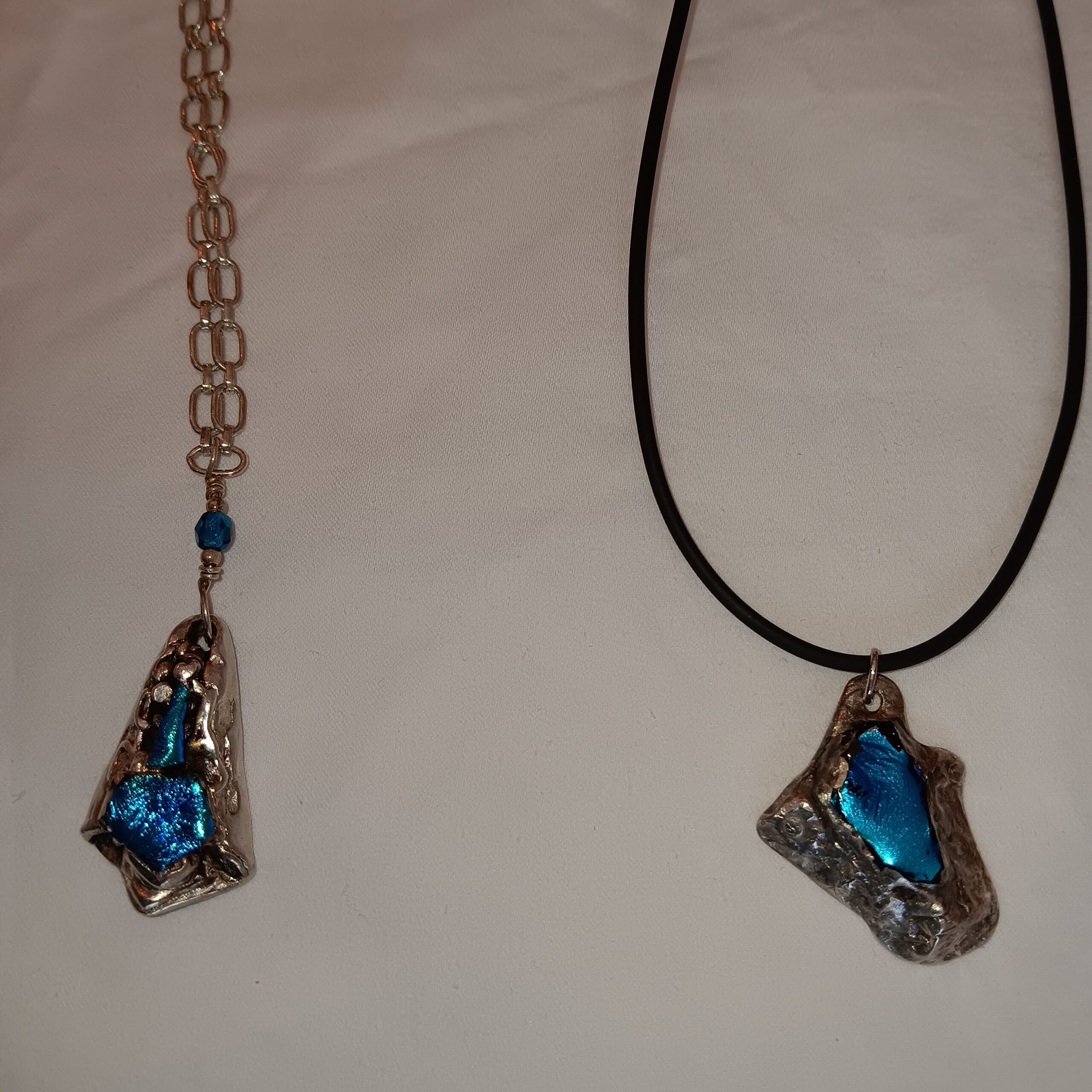 Art Clay Silver pendants with fused dichroic glass