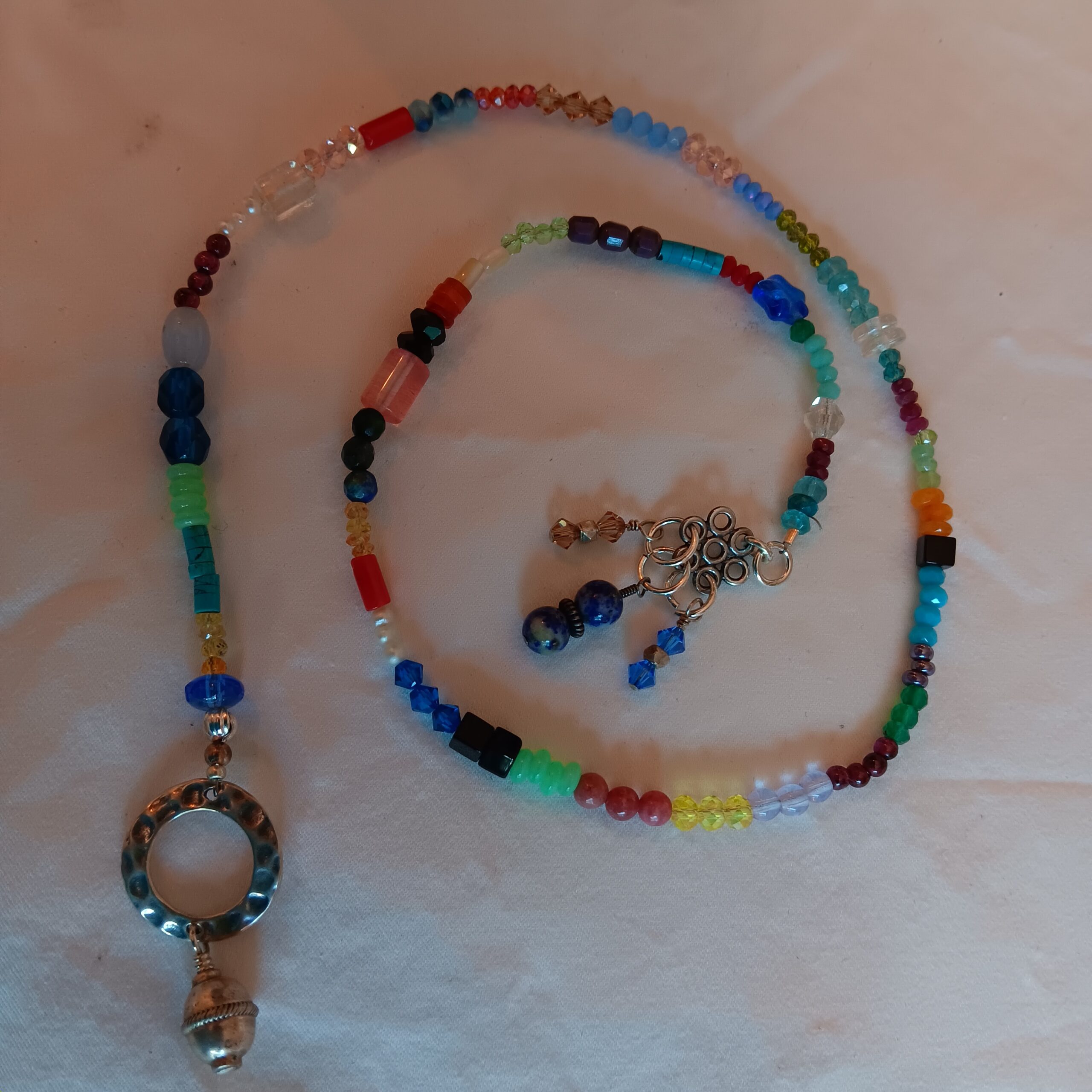 Colorful multicolor lariat necklace