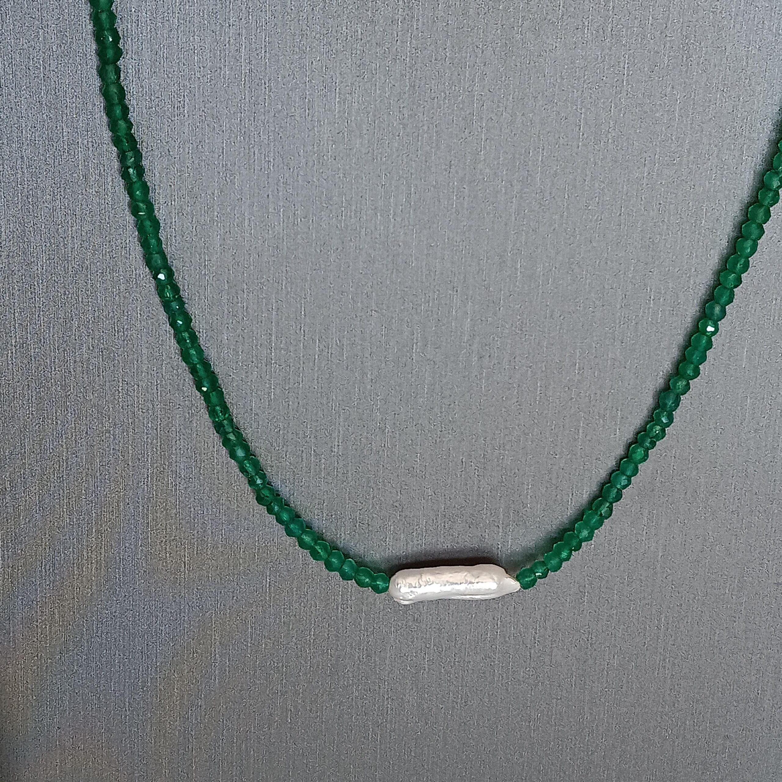 Emerald rondelles with Baroque pearl Earrings